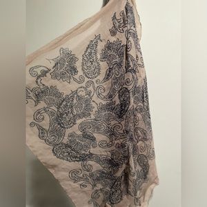 Paisley women's scarf blue and cream